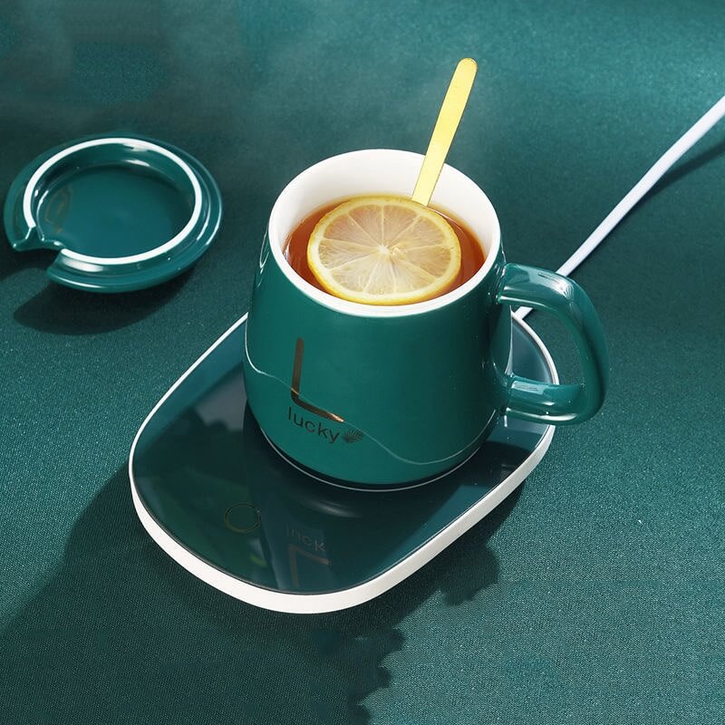 Tasse à café en céramique LUCKY avec sous-verre thermostatique