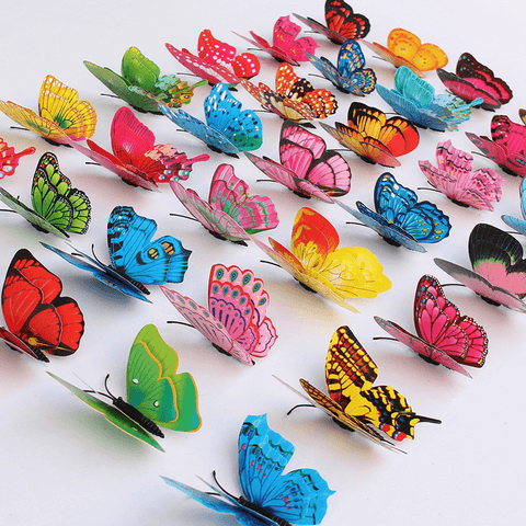 12 Pièces Autocollants Papillons 3D pour décoration