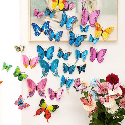 12 Pièces Autocollants Papillons 3D pour décoration
