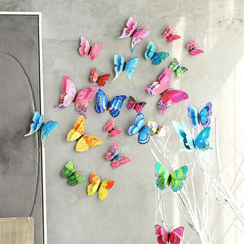 12 Pièces Autocollants Papillons 3D pour décoration