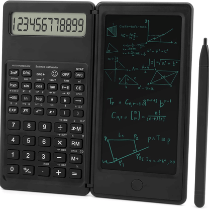 Calculatrice scientifique à 10 chiffres avec écran d'écriture LCD.